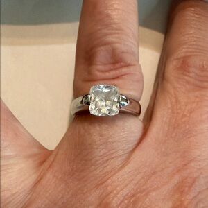 Elegant Sterling Silver Women's Ring size 6 cushion cut diamonique